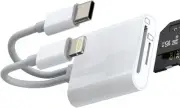 USB C Micro SD Card Reader for iphone(2in1)Lightning Type C Dual Cable Dongle