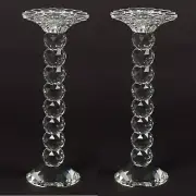 Crystal Candle Holder Taper or 3" Pillar Candle Gift Boxed 4"Dia 12"Tall Set/2