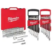 Milwaukee 3/8 in. Drive SAE/Metric Ratchet and Socket Mechanics Tool Set with