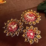 The Advitya Diya Shape Handcrafted Brass Urli Bowl for Home Decor|Uruli Diya Potpourri Bowl for Floating Flower Decoration and Tea Light Candles |Office and Diwali Decoration Items (Set of 3), Gold