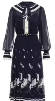 Zimmerman Moonlight Sailboats Tie Knock Dress With Belt. BNWT Missing Slip Siz 3