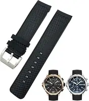 [BANDKIT] 22mm Fluorine Rubber Watch Strap Soft Black Blue Watch Bands for IWC AQUATIMER FAMILY for Men Bracelet