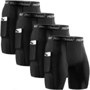 2/4 Pack Compression Shorts Men with Pocket, Spandex Running Shorts Sport Ath...
