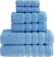 HYGGE Premium Turkish Cotton Towel Set with Floral Jacquard; 2 Bath Towels (27" x 56"); 2 Hand Towels (19" x 32"); 2 Washcloths (12" x 12")