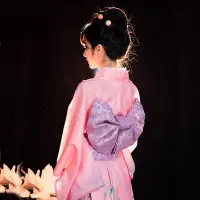 在飛比找Yahoo!奇摩拍賣優惠-夏季睡衣 情侶睡衣 跨境日本和服少女粉色定位印花改良和服不易
