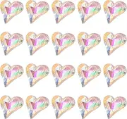 uxcell 20 Pcs 3D Heart Colorful AB Nail Rhinestones 12x13mm K9 Glass Crystal Rhinestones Pointed Back Crooked Heart Gems for Nail Charm Art DIY Decoration Craft