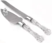 Wedding Cake Knife and Server Set Acrylic Stainless Steel Faux Crystal Handle