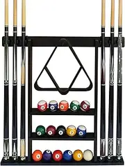Flintar Wall Cue Rack Stylish Premium Billiard Pool Cue Stick holder Made of Solid Hardwood New Improved Wall Mounting Hardware L Bracket Included Cue Rack Only Black Finish