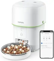 Automatic Cat Feeder, 2L Cat Feeder with 5G WiFi, Dual-Band WiFi APP Control for Remote Feeding, 1-15 Meals, 1-16 Portions, Stainless Steel Food Bowl, Desiccant to Keep Dry Food Fresh