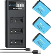 Artman LP-E17 Battery 3-Pack 1300mAh and 3-Channel LCD Charger Pack for Canon EOS RP R10 R8 R50 Rebel T6i T7i T8i T6s SL2 SL3 EOS M3 M5 M6 200D 77D 750D 760D 800D 8000D KISS X8i Camera