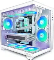 ATX PC Case, 6 PWM ARGB Fans Pre-Installed, 360MM RAD Support, Type-C Gaming PC