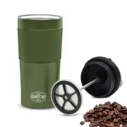 Travel French Press Mug (15oz) - Stainless Steel & Double Wall Vacuum Army Gr...