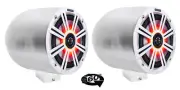 (2) kicker KM65 6.5" LED 360° Degree Swivel Chrome Surface Mount Boat Speakers