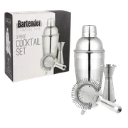 Bartender 3 Piece Stainless Steel Cocktail Set - 550ml