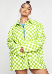 [NGOrder] Plus Checkerboard Fleece Shirt