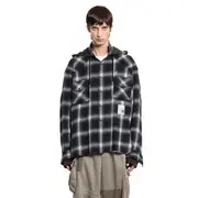 [MAISON MIHARA YASUHIRO] Hoodie Combine Check Shirt Black&White