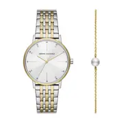 Armani Exchange Three-Hand Two-Tone Stainless Steel Watch and Bracelet Set AX7156SET