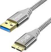 Micro B 3.0 Cable USB 3.0 to USB Micro B External Hard Drive Cord Briaded 5Gbps Data Sync Charging Gold-Plated Plug Compatible for Galaxy S5 Note 3 Seagate Toshiba WD SSD/HDD Camera 0.5m/Grey