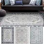 Extra Large Floor Rug Vintage Retro Persian Carpet Blue Green Plush Runner Rugs