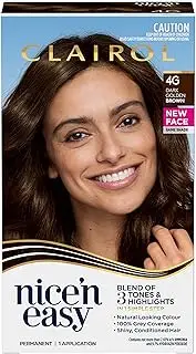 Clairol Nice 'N Easy Permanent Hair Colour 4G Natural Dark Golden Brown, 100% Grey Coverage, Natural Looking Hair Colour