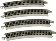 Bachmann Trains - Snap-Fit E-Z Track 22” Radius Curved Track (4/Card) - Nickel Silver Rail with Gray Roadbed - HO Scale