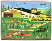 NEW "Old Time Airplane Show" Custom Wood Plaque (7"x 5-1/4") from 1987 Artwork
