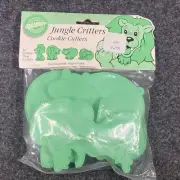 NOS Wilton Jungle Critters 1990 Green Plastic Cookie Cutters Set Of 4
