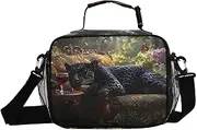 Insulated Lunch Box Leopard Sofa Wine for Women Men - Ideal for Work, Picnics - Includes Adjustable Shoulder Strap