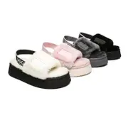 AUSTRALIAN SHEPHERD® UGG Women Slingback Platform Fluffy Slides Poppin - Black / AU Ladies 7 / AU Men 5 / EU 38