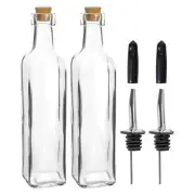 2x Olive Oil Pourer Bottles with Cork Lids Vinegar Drizzler Dispenser 250ml