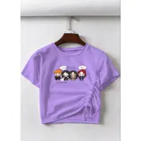在飛比找蝦皮購物優惠-1-6歲女童露臍上衣衣服女童韓版t恤進口黑色粉色