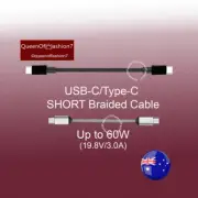 1 x ShortBlack/ Type-C to Type-C /USB C Braided Cable Samsung/iPhone 15/16