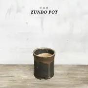 Kamiyama Zundo Pot Shigarakiyaki Φ3.5”x 3.7" Agave caudex Cactus Japanese Bonsai