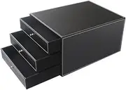 Portable Storage Leather Desktop Drawer nizer Storage Box for Office Bedroom 3 Tier Shelf Cabinet