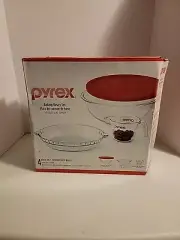 Pyrex basic baking set 4 piece Mixing Bowl Pie Plate Cup New in original Box