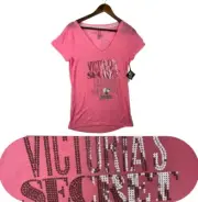 Victoria's Secret Supermodel Essentials 2012 Tee Shirt Womens L Pink Sequin