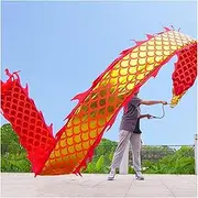 Dragon Dance Silk Dragon Dance Ribbon with Travel Bag Dragon Dance with 3D Real Like Plastic Dragon Head Outdoor Sports Silk Dragon Dance (Size : Length 10m/33ft)