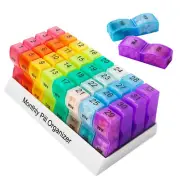 Pill Organizer Monthly Am/Pm Medication Organizer 31 Day Am/Pm Daily Pill Box