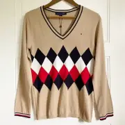 NWT Tommy Hilfiger Argyle V Neck Sweater Small