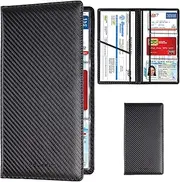TOURSUIT Car Registration and Insurance Card Holder, Vehicle License Document Glove Box Compartment Organizer, Interior Car Accessories for Women Men Teens (Carbon Fiber Black)