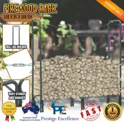 Firewood Log Holder Metal Storage Rack Fire Wood Steel Large Stand 120x35x120 cm