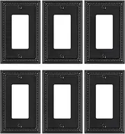 TREEWELL 6-Pack Decorator Outlet Cover Plate, Pearls Decorative Switch Plates and Outlet Covers, Black Metal Wall Plates for Electrical Outlets, Receptacle, GFCI Outlet, Dimmer Switch