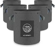 AC Infinity Heavy Duty Fabric Pots, 1 Gallon Aeration Grow Bags 5-Pack with 500G Thick Nonwoven Fabric and Multi-Purpose Rings, for Low Stress Plant Training Fruits, Vegetables, and Flowers