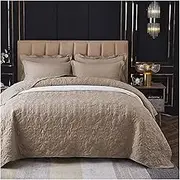 KUSQDT High-Grade White Embossing Cotton Single Double Plaid Quilts Bed Cover Blanket Quilting Quilt Bed Sheet Bed Linen Bedspreads 3-Piece Comforter Set Sheets(06,3pcs 150x200cm)