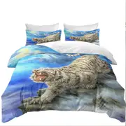Cool Wildlife Animal Art Roaring White Tiger Quilt Cover