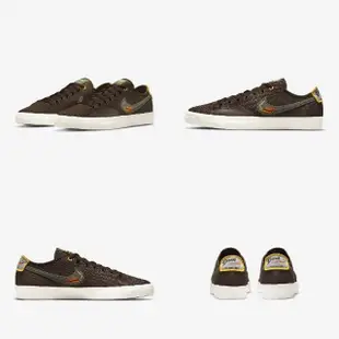 【NIKE 耐吉】聯名滑板鞋 SB Blazer Court DVDL 男鞋 咖啡 綠 帆布 選手 運動鞋(CZ5605-200)