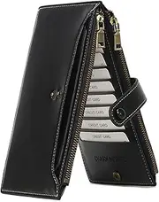 [ZUNGGWOK] Bifold Wallets for Women RFID Blocking Wallet Large Capacity Leather Credit Card Organizer Holder Womens Purse Coin Purse with Photo Window(Black)