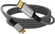 4K DisplayPort to Mini HDMI Cable 6FT, Uni-Directional DP to Mini HDMI Cable. Supports 4K@60Hz, 2K@120Hz, Video UHD, Nylon Braided, for Desktop, AMD, NVIDIA, KYY, ARZOPA, VILVA, MNN, Portable Monitor
