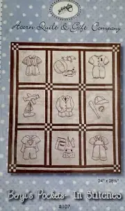 Boys Benji’s Pockets Embroidery Pattern Great For Red Work