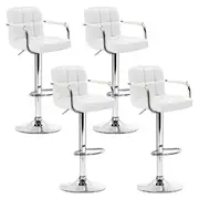 Artiss 4x Bar Stools Leather Gas Lift w/Armrest Wh